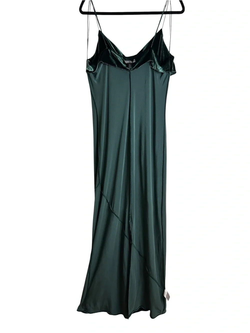 BANANA REPUBLIC Rita Velvet Maxi Dress XL Green Silk Blend Cowl Neck Bias Cut - Picture 14 of 15